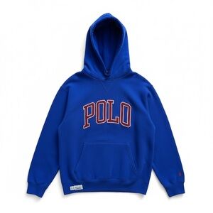 Ralph Lauren Blue Hoodie with Red Lettering Royal blue